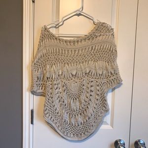 Crocheted cream tunic top